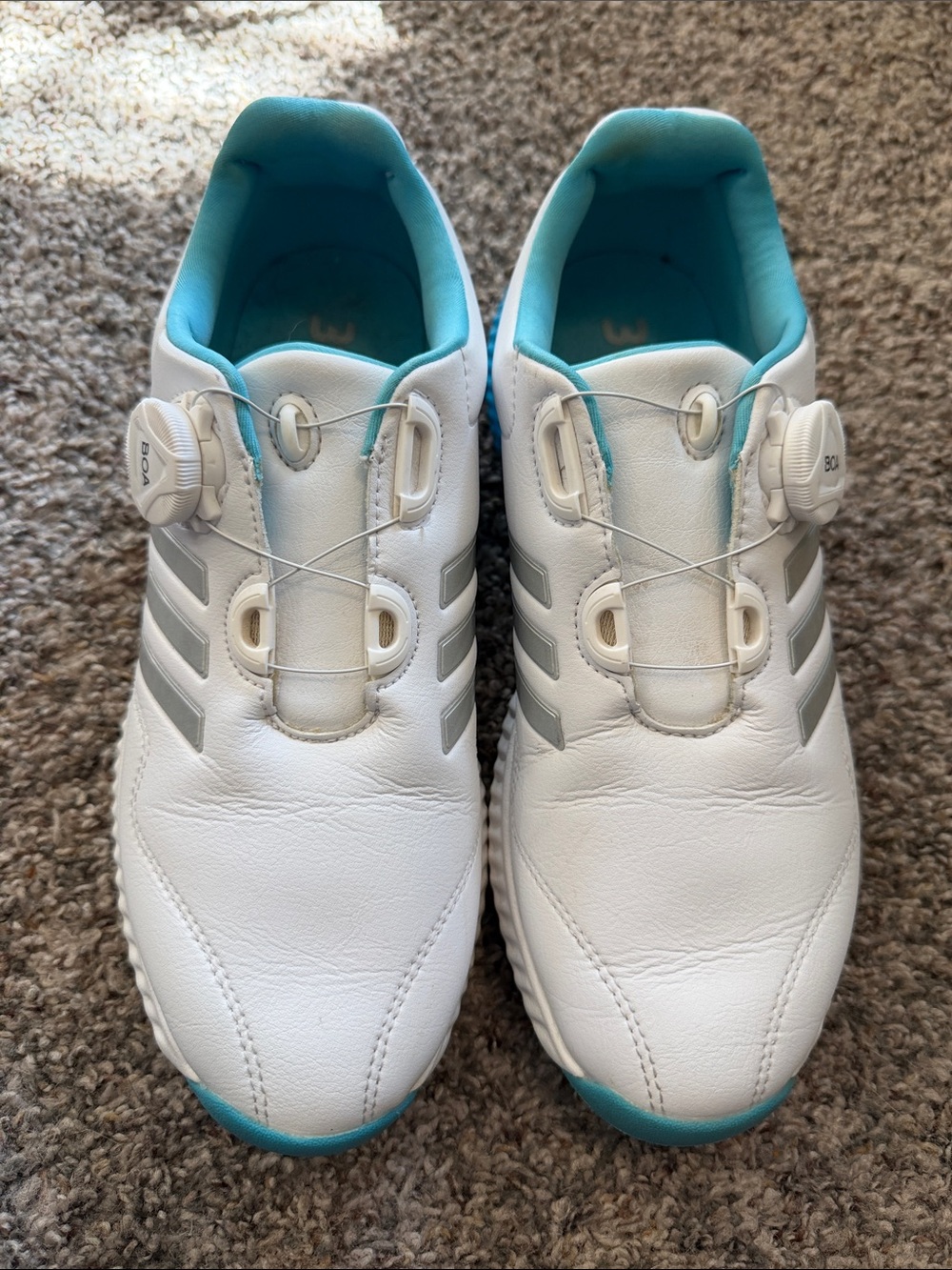 Adidas Women's White & Teal Golf Shoes with BOA Closure Size 7
